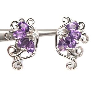 Sterling Silver and natural genuine Amethyst Earrings.